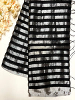 Load image into Gallery viewer, Handwoven Cotton Saree - Black Night + Silver Zari

