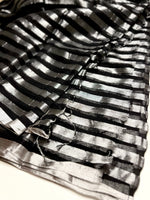 Load image into Gallery viewer, Handwoven Cotton Saree - Black Night + Silver Zari
