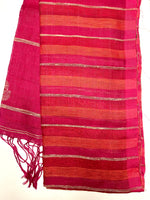 Load image into Gallery viewer, Handwoven Linen Saree - Deep Pink + Flamingo Orange
