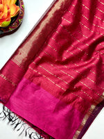 Load image into Gallery viewer, RIYA - Handwoven Silk Cotton Saree - Cardinal Pink + Curies Red
