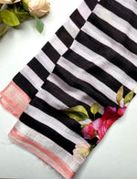 Load image into Gallery viewer, Handwoven Mangalgiri Silk Cotton Saree - Charcoal Black + Peach Pink
