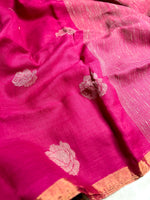 Load image into Gallery viewer, Handwoven Linen Saree - Rose Pink + Zari
