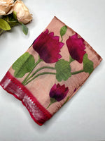 Load image into Gallery viewer, Handwoven Mangalgiri Silk Cotton Saree - Rose Gold + Purple Red
