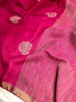 Load image into Gallery viewer, Handwoven Linen Saree - Rose Pink + Zari
