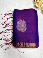 Load image into Gallery viewer, Handwoven Linen Saree - Disco Violet + Zari
