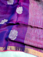 Load image into Gallery viewer, Handwoven Linen Saree - Disco Violet + Zari
