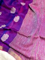 Load image into Gallery viewer, Handwoven Linen Saree - Disco Violet + Zari
