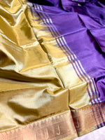 Load image into Gallery viewer, Handwoven Art Silk Saree - Texas Gold + Wine Berry
