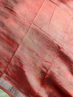 Load image into Gallery viewer, Handwoven Mangalgiri Silk Cotton Saree - Charcoal Black + Peach Pink
