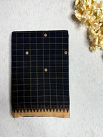 Load image into Gallery viewer, Chettinad Cotton Saree - Black + Harvest Gold
