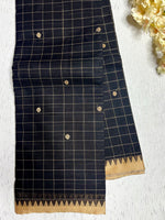 Load image into Gallery viewer, Chettinad Cotton Saree - Black + Harvest Gold
