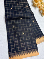 Load image into Gallery viewer, Chettinad Cotton Saree - Black + Harvest Gold
