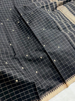 Load image into Gallery viewer, Chettinad Cotton Saree - Black + Harvest Gold
