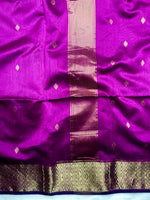 Load image into Gallery viewer, Handwoven Maheshwari Silk Cotton Saree -  Electric Violet + Gold
