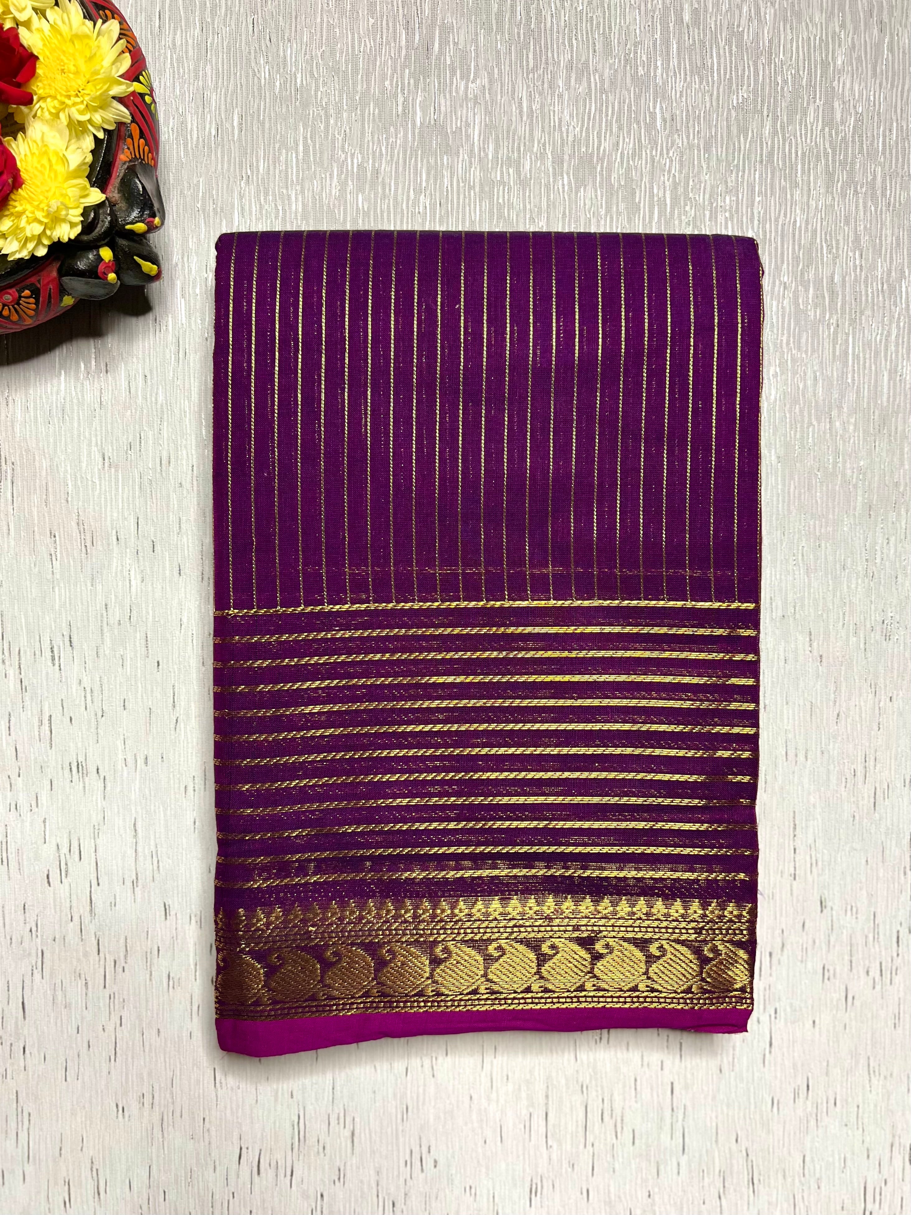 Chettinad Cotton Saree - Grape Violet + Magenta