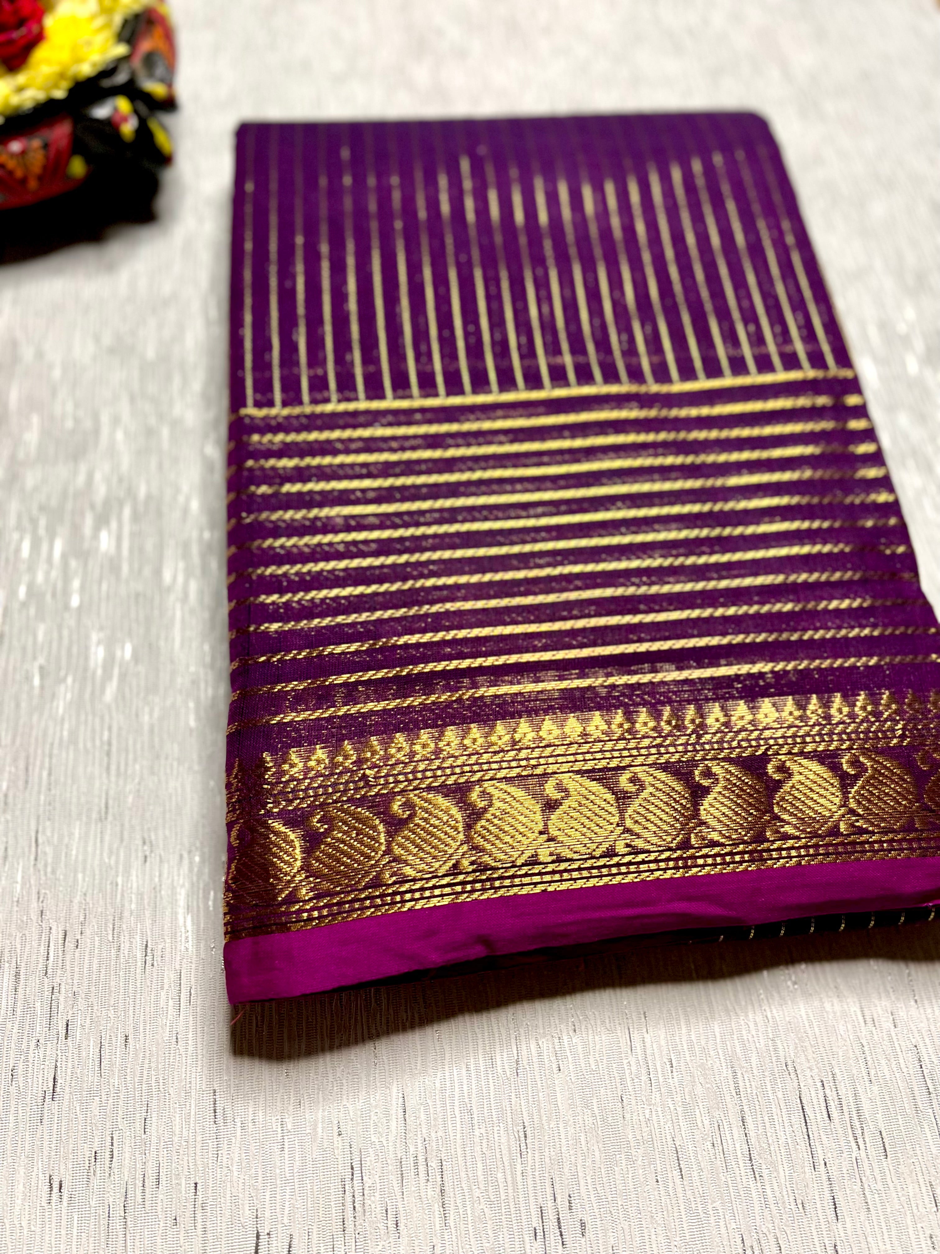 Chettinad Cotton Saree - Grape Violet + Magenta