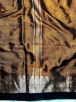 Load image into Gallery viewer, Handwoven Tissue Cotton Saree - Livid Copper + Black
