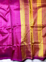 Load image into Gallery viewer, Handwoven Silk Cotton Saree - Cerise Red Violet + Sunshade Orange
