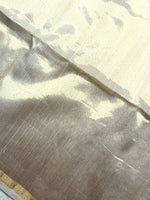 Load image into Gallery viewer, Handwoven Maheshwari Silk Cotton Saree - Ice White + Golden Glow
