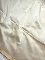 Load image into Gallery viewer, Handwoven Maheshwari Silk Cotton Saree - Ice White + Golden Glow
