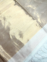 Load image into Gallery viewer, Handwoven Maheshwari Silk Cotton Saree - Ice White + Golden Glow
