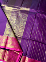 Load image into Gallery viewer, Kanchi Cotton Saree -  Plum Purple + Cerise Pink
