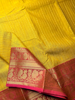 Load image into Gallery viewer, Kanchi Cotton Saree -  Fuel Yellow Gold + Mandy Pink
