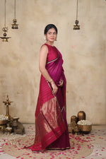 Load image into Gallery viewer, RIYA - Handwoven Silk Cotton Saree - Vivid Violet + Magenta Pink
