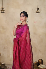 Load image into Gallery viewer, RIYA - Handwoven Silk Cotton Saree - Vivid Violet + Magenta Pink
