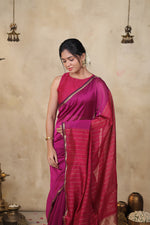 Load image into Gallery viewer, RIYA - Handwoven Silk Cotton Saree - Vivid Violet + Magenta Pink

