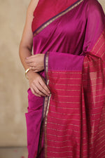 Load image into Gallery viewer, RIYA - Handwoven Silk Cotton Saree - Vivid Violet + Magenta Pink
