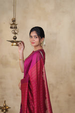 Load image into Gallery viewer, RIYA - Handwoven Silk Cotton Saree - Vivid Violet + Magenta Pink
