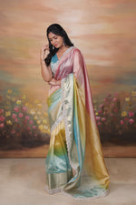 Load image into Gallery viewer, KOSI - Tissue Silk Saree - Rose Pink + Rainbow Glaze
