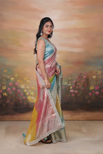 Load image into Gallery viewer, KOSI - Tissue Silk Saree - Rose Pink + Rainbow Glaze
