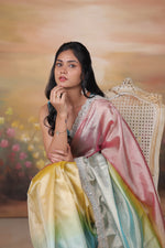 Load image into Gallery viewer, KOSI - Tissue Silk Saree - Rose Pink + Rainbow Glaze
