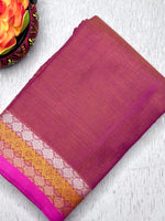 Load image into Gallery viewer, Handwoven Cotton Saree - Hippie Pink + Brown Rust
