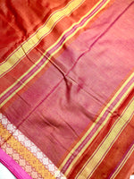 Load image into Gallery viewer, Handwoven Cotton Saree - Flamingo Orange + Solid Pink
