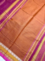 Load image into Gallery viewer, Handwoven Cotton Saree - Hippie Pink + Brown Rust
