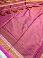 Load image into Gallery viewer, Handwoven Cotton Saree - Hippie Pink + Brown Rust
