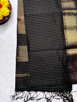 Load image into Gallery viewer, Handwoven Silk Cotton Saree - Baltic Black + Gold
