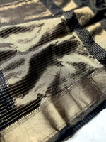 Load image into Gallery viewer, Handwoven Silk Cotton Saree - Baltic Black + Gold
