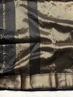 Load image into Gallery viewer, Handwoven Silk Cotton Saree - Baltic Black + Gold
