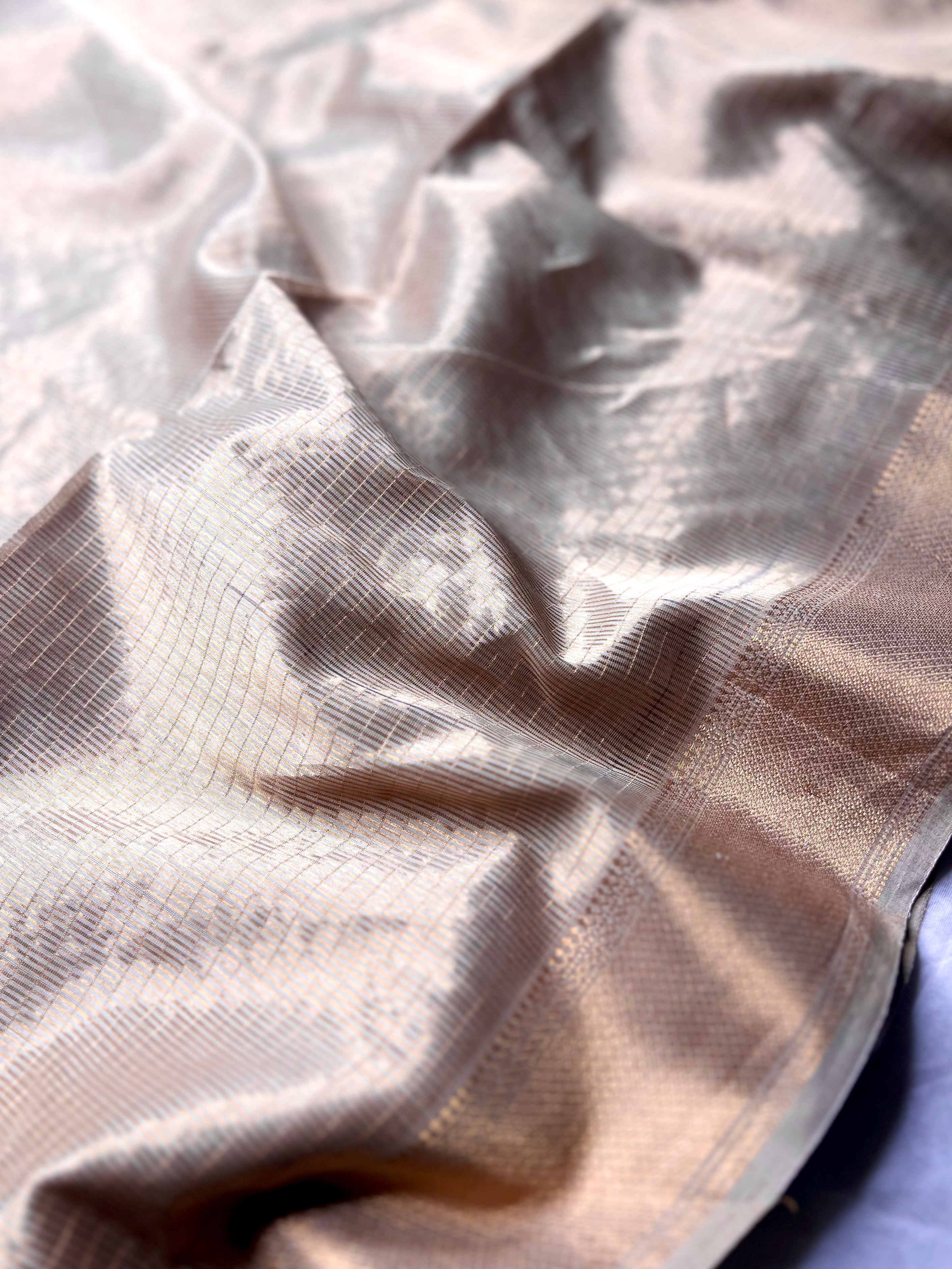 Handwoven Silk Cotton Saree - Almond Gold