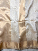 Load image into Gallery viewer, Handwoven Silk Cotton Saree - Soft Cream + Gold
