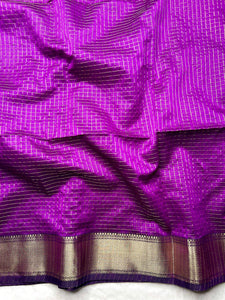 Handwoven Silk Cotton Saree - Disco Purple + Gold