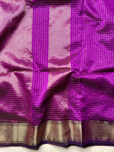 Handwoven Silk Cotton Saree - Disco Purple + Gold