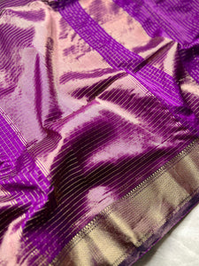 Handwoven Silk Cotton Saree - Disco Purple + Gold