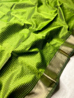 Load image into Gallery viewer, Handwoven Silk Cotton Saree - Bright Mehendi Green + Gold
