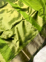 Load image into Gallery viewer, Handwoven Silk Cotton Saree - Bright Mehendi Green + Gold
