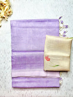 Load image into Gallery viewer, Handwoven silk cotton saree - Lilac + Silk Cream Tissue
